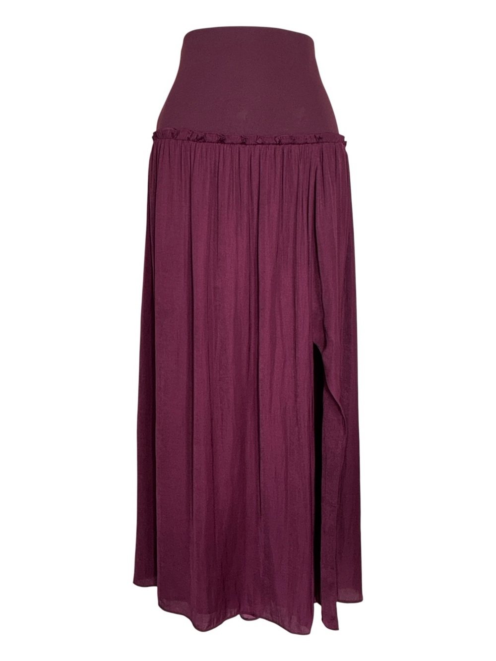 Current Air Skirt Women’s M, Burgundy, wide elastic waist, deep front slit. EUC